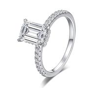 Vintage Wedding Ring, Wedding Sets for Women Rectangle with 1ct Moissanite Silver 14K White Gold Size U 1/2