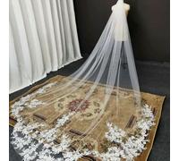 Vintage Wedding Veil Long Special Cut Royal Bridal Veil with Comb Bling Sequins Lace Veil Wedding Accessories-ivory-400cm