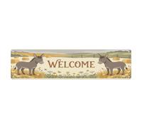 Vintage Welcome Donkey Field Metal Tin Sign