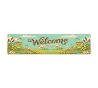 Vintage Welcome Frog Lily Metal Tin Sign