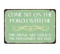Vintage Welcome Metal Sign for House Door Come Sit On The Porch With Me Sign Retro Farmhouse Porch Plaque Decor for Home Back Door Porch Yard 8x12 Inch