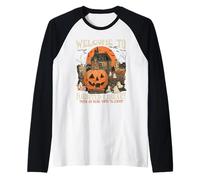Vintage Welcome to The Haunted Library Bookworms Halloween Raglan Baseball Tee