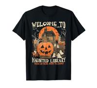 Vintage Welcome To The Haunted Library Bookworms Halloween T-Shirt