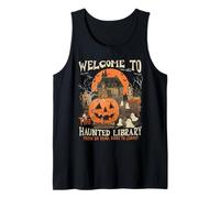 Vintage Welcome to The Haunted Library Bookworms Halloween Tank Top