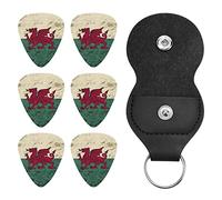 Vintage Welsh Flag 6 Pack Universal Guitar Picks 0.46 Thickness Ukulele Picks Guitar Accessories with Storage Package