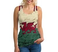 Vintage Welsh Flag Lightweight Tank Top for Women Sleeveless Workout Tops Yoga Racerback Running Shirts M