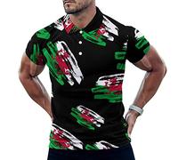 Vintage Welsh Flag Men's Golf Polo-Shirt Summer Short Sleeve T-Shirt Quick Dry Muscle Tees 4XL