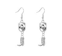Vintage Western Boot Hat Dangle Drop Earrings for Women Bohemian Rodeo Cowboy Cowgirl Staement Dangling Hook Country West Style Fashion Trendy Jewelry, 52.5mm, Zinc, No Gemstone