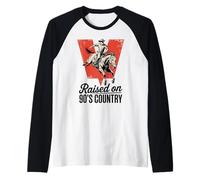 Vintage Western Bull Skull Raised On 90's Country Music Raglan Baseball Tee