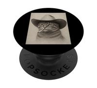 Vintage Western Cowboy-Cat Cool-Looking Outlaw-Cat PopSockets Adhesive PopGrip