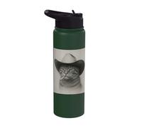 Vintage Western Cowboy-Cat Cool-Looking Outlaw-Cat Stainless Steel Insulated Water Bottle