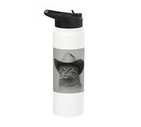 Vintage Western Cowboy-Cat Cool-Looking Outlaw-Cat Stainless Steel Insulated Water Bottle