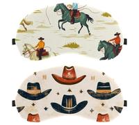 Vintage Western Cowboy Hats Wild West 2 Pack Eye Mask, Sleeping Eye Mask for Side Sleeper, Zero Eye Pressure Night Blindfold, Adjustable Sleep Cover, Block Out Light Eye Shade