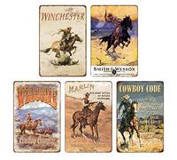 Vintage Western Cowboy Tin Sign Retro Cowboy Code Metal Sign Garage Shop Man Cave Bar Home Wall Decoration 8 X 12 Inch 5PCS