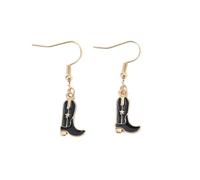 Vintage Western Cowgirl Boot Earrings for Women - Retro Cowboy Dangle Earrings with Black Enamel Star Design, Lightweight Hypoallergenic Alloy Country Jewelry for Girls, Rodeo Festival Accessories