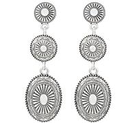 Vintage Western Earring for Women Cowgirl Western Jewelry Drop Oval Dangle Earring Rodeo Country Concert Outfits for Party Anniversary(Silver)