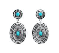 Vintage Western Earrings for Women Boho Vintage Silver/Gold Turquoise Earrings for Women Western Statement Jewelry for Country Concert Outfits, Zinc, No Gemstone
