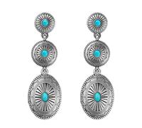 Vintage Western Earrings for Women Boho Vintage Silver/Gold Turquoise Earrings for Women Western Statement Jewelry for Country Concert Outfits, Zinc, No Gemstone