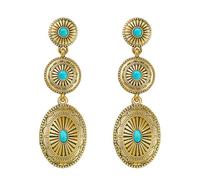 Vintage Western Earrings for Women Boho Vintage Silver/Gold Turquoise Earrings for Women Western Statement Jewelry for Country Concert Outfits, Zinc, No Gemstone
