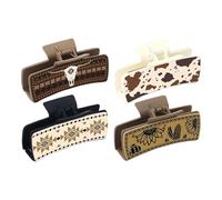 Vintage Western Hair Clip Set Stylish Print Claw Clip Halloween Hairclip For Parties And Daily Use