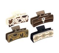 Vintage Western Hair Clip Set Stylish Print Claw Clip Halloween Hairclip for Parties and Daily Use