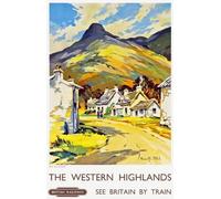 Vintage Western Highlands Scotland Railway Travel Poster Wall Art Print | (A5 147 x 210mm)