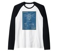 Vintage Western Honey-Bee Blueprint Cool-Looking Technical A Raglan Baseball Tee
