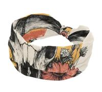 Vintage Western Skull Flower Bones Stretchy Headbands for Women, Non-Slip Hair Bands Fashion Sports Turban for Yoga Workout Daily Use