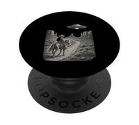 Vintage Western UFO Cowboy Alien Encounter Retro Country PopSockets Adhesive PopGrip