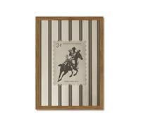 Vintage Western Wall Art, Striped Rodeo Wall Decor Southwest Cowboy Poster Canvas Prints, Retro Stamp Mid West Mid Century Artwork Aesthetic for Bedroom Living Room 12x16 inch Wood Framed