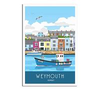 Vintage Weymouth Harbour Dorset Travel Poster Decorative Posters Modern Bedroom Canvas Art Poster Picture Painting Posters Wall Decor Art Gift, 12x18inchs(30x45cm)
