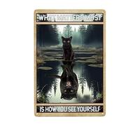 Vintage What Matters Most Is How You See Yourself Sign Metal Tin Sign Black Cat Leopard Funny Wall Decor Gothic Room Decor Retro Poster For Apartment Living Room Bedroom Cafe Gifts 8x12in