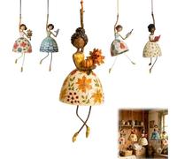 Vintage Whimsical Dancing Lady Hanging Decor,Folk-Art Wind-Swaying Figurine Decor,Cottage Hanging Accent that Sways in Breeze,Garden Wind Spinner,for Covered Porch, Patio, Window