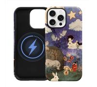 Vintage Whimsical Fairy Tale Summer Phone Case Compatible with iPhone 16 Pro Max 6.9 Inch, Magnetic Compatible with Magsafe,Hybrid 2-Layer Aesthetic Magical Forest Bunny Phone Cover for Women Girls