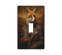 Vintage Whimsical Fox Wearing A Victorian Tweed Suit Light Switch Cover Decorative Single Toggle 1 Gang Wall Plate for Kitchen Farmhouse Bedroom Bathroom Art Decor