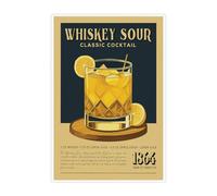 Vintage Whiskey Sour Cocktail Poster Retro Wall art Decor Canvas Print for Kitchen Home Bar Cart Club Dorm Trendy Aesthetic Decor 12x16inch Unframed