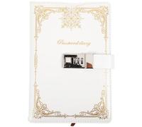 Vintage White Code Lock Notebook with PU Cover for Travel Journaling | Blank Pages, 150 Sheets 300 Pages, Protects Privacy for Artists and Journal Enthusiasts