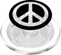 vintage white distressed grungy peace sign symbolic design PopSockets PopGrip for MagSafe
