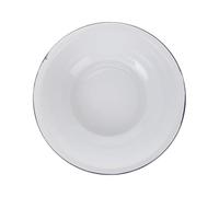 Vintage White Enamel Mixing Bowl round Kitchen Basin for Washing Fruit | Food-safe Glazed Metal, Blue Rim, Smooth Surface, Suitable for Face Cleaning, Laundry, Camping and Home Cooking
