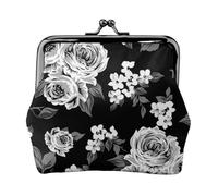 Vintage White Rose Tulip, PU Leather Coin Purse, Small Wallets, Change Pouch with Kiss Lock Clasp Buckle, Change Purse