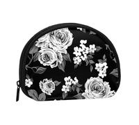 Vintage White Rose Tulip, Women's Storage Bag Shell Makeup Bag Small Coin Purse Shell Change Pouch