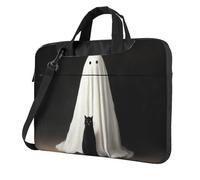 Vintage White Sheet Ghost And Black Cat Laptop Bag Laptop Case 15.6 Inch Computer Bags Padded Sleeve Cover For Women Men