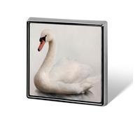 Vintage White Swan in The Water Unisex Brooches & Pins Square Lightweight Lapel Badge Jewelry for Clothing Shawl Hat