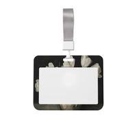 Vintage White Tulips in Old Clay Pot Cottagecore Sliding Id Badge Holder Hard Plastic Work Card Case Name Tag Protector for Nurses Office