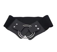 Vintage Wide Waist Elastic Belts for Ladies Stretchy Corset Waistband Metal Big Ring Belt Fashion Women Cummerbund PU