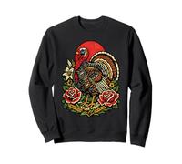 Vintage Wild Crazy Turkey Tattoo Style Birdwatching Design Sweatshirt