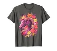 Vintage Wild Horses Cowgirl Flowers Horse Team Ride T-Shirt