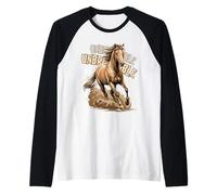 Vintage Wild Mustang Horse Earth Tone Nature Outdoor Art Raglan Baseball Tee