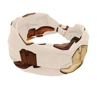 Vintage Wild West Cowboy Boots Caps Headband for Girls Women Cross Twist Wide Hairband Soft Turban Headband Elastic Yoga Workout Headpiece
