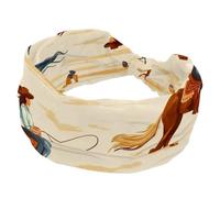 Vintage Wild West Cowgirls Rodeo Pattern Turban Headbands for Women, Soft Wide Hairbands, Twisted Knot Cross Headband, Stretchy Headwraps, Fashion Hair Accessories
